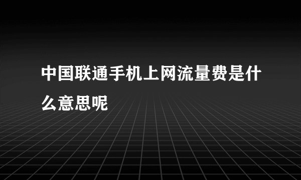 中国联通手机上网流量费是什么意思呢