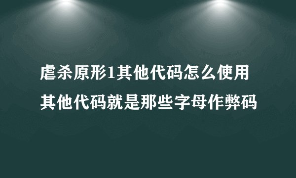 虐杀原形1其他代码怎么使用 其他代码就是那些字母作弊码