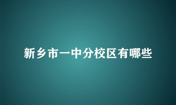 新乡市一中分校区有哪些