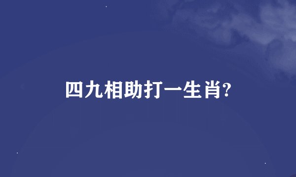 四九相助打一生肖?