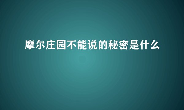 摩尔庄园不能说的秘密是什么