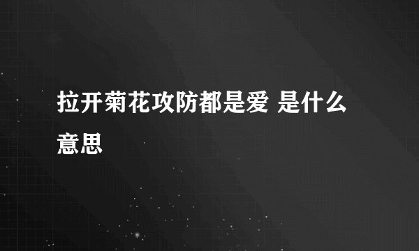 拉开菊花攻防都是爱 是什么意思
