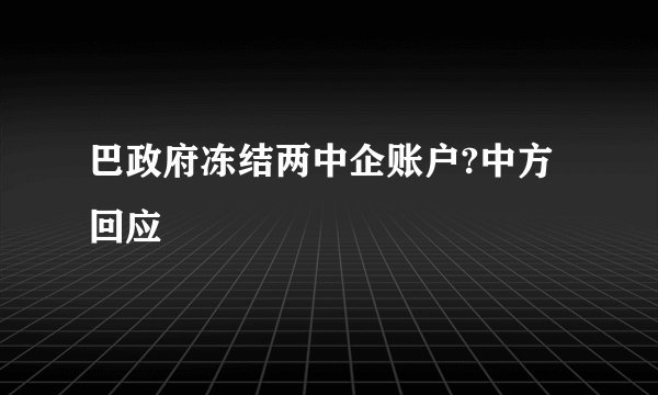 巴政府冻结两中企账户?中方回应