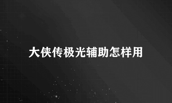 大侠传极光辅助怎样用