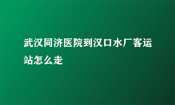 武汉同济医院到汉口水厂客运站怎么走