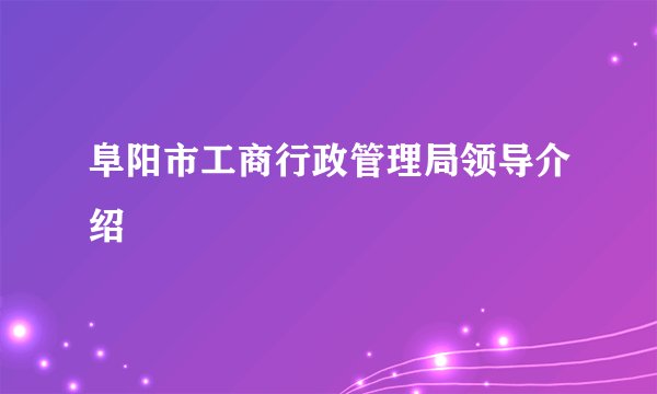 阜阳市工商行政管理局领导介绍