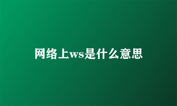 网络上ws是什么意思