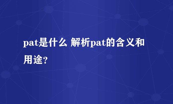 pat是什么 解析pat的含义和用途？