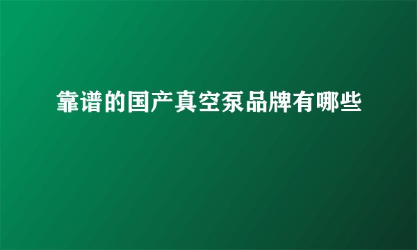 靠谱的国产真空泵品牌有哪些