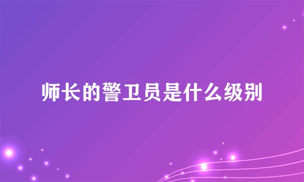 师长的警卫员是什么级别
