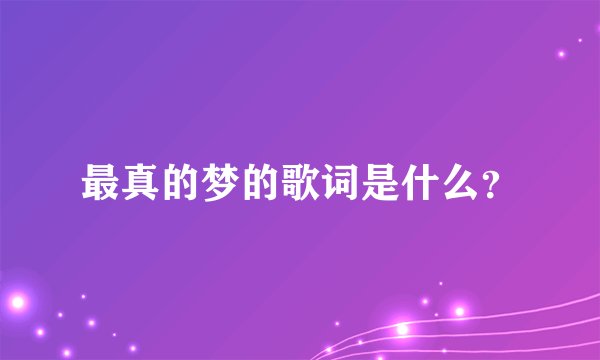 最真的梦的歌词是什么？