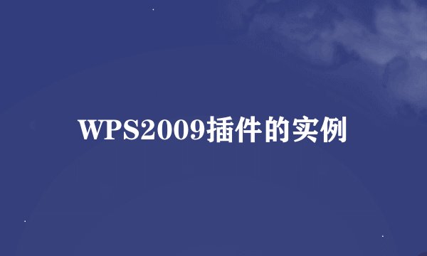 WPS2009插件的实例
