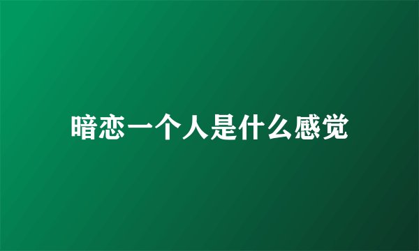 暗恋一个人是什么感觉