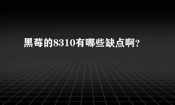 黑莓的8310有哪些缺点啊？