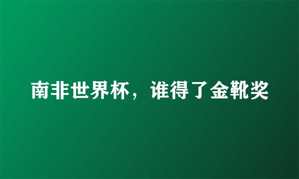 南非世界杯，谁得了金靴奖