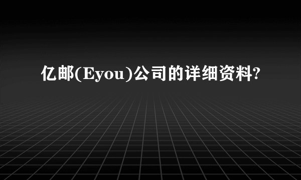 亿邮(Eyou)公司的详细资料?