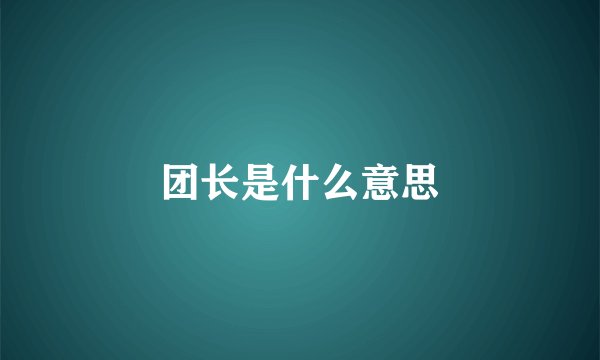 团长是什么意思