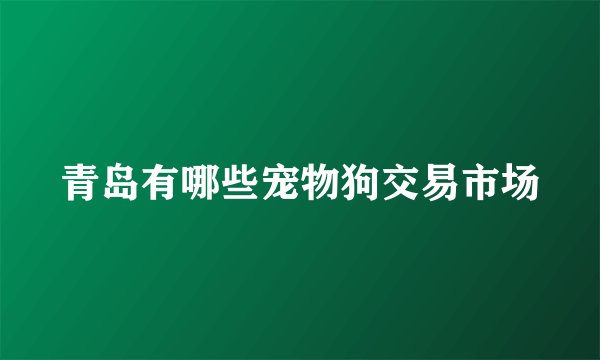 青岛有哪些宠物狗交易市场