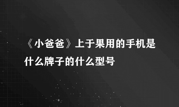《小爸爸》上于果用的手机是什么牌子的什么型号