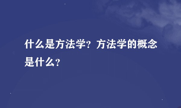什么是方法学？方法学的概念是什么？