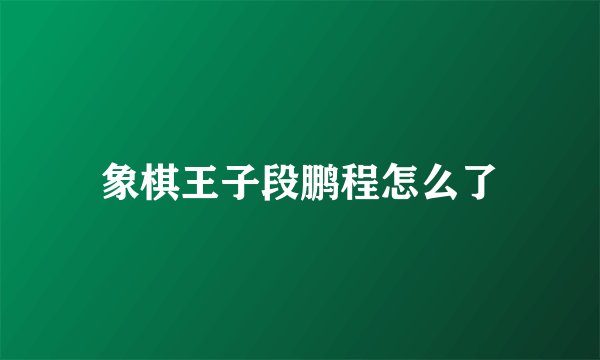 象棋王子段鹏程怎么了