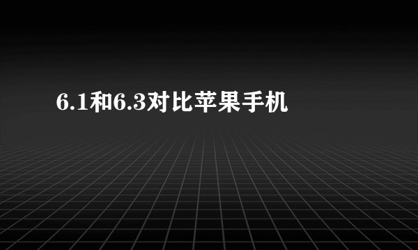 6.1和6.3对比苹果手机
