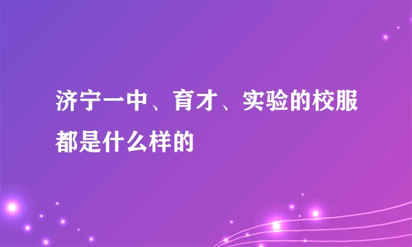 济宁一中、育才、实验的校服都是什么样的