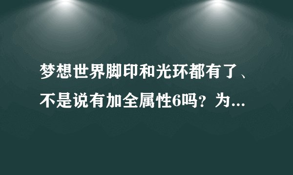 梦想世界脚印和光环都有了、不是说有加全属性6吗？为什么我全弄了却没加属性