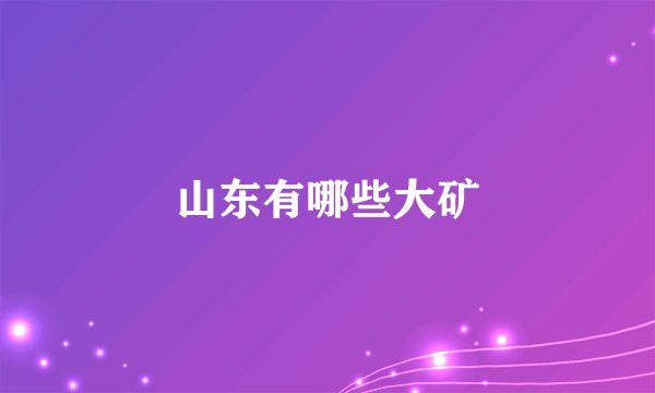 山东有哪些大矿