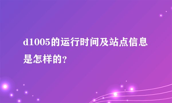 d1005的运行时间及站点信息是怎样的？