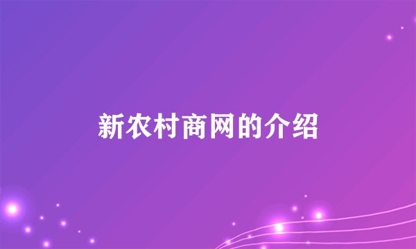 新农村商网的介绍