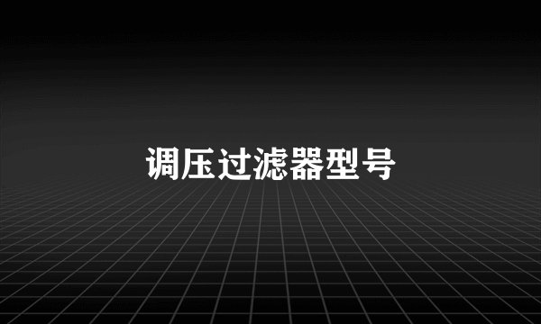 调压过滤器型号
