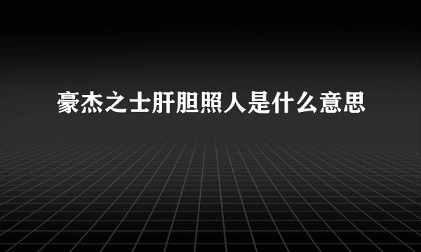 豪杰之士肝胆照人是什么意思