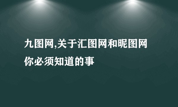 九图网,关于汇图网和昵图网你必须知道的事