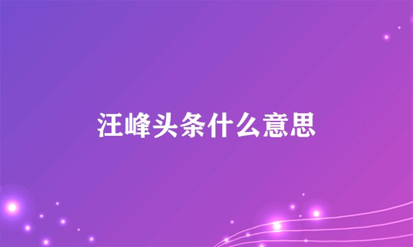 汪峰头条什么意思