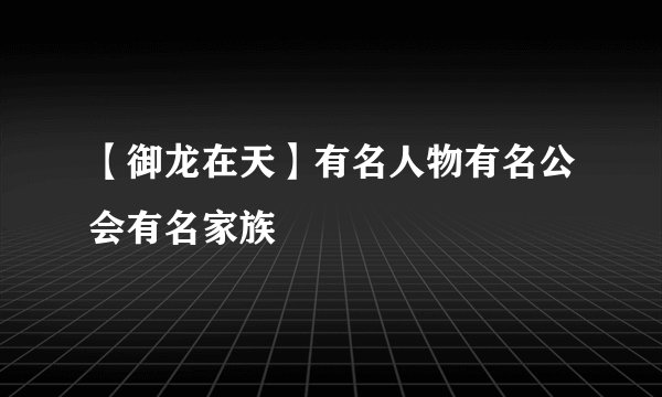 【御龙在天】有名人物有名公会有名家族