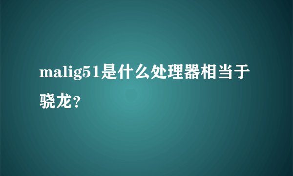 malig51是什么处理器相当于骁龙？