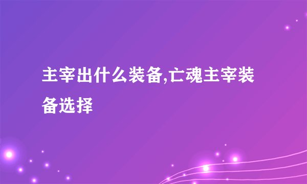 主宰出什么装备,亡魂主宰装备选择