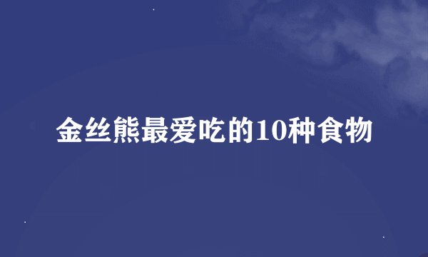 金丝熊最爱吃的10种食物