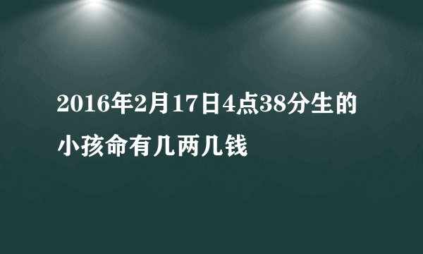 2016年2月17日4点38分生的小孩命有几两几钱