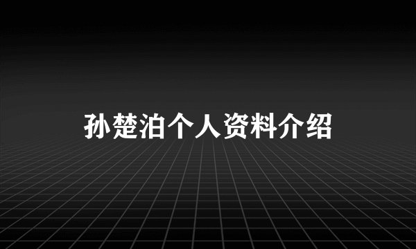 孙楚泊个人资料介绍
