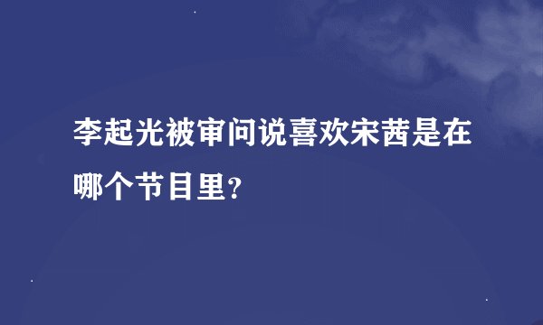 李起光被审问说喜欢宋茜是在哪个节目里？