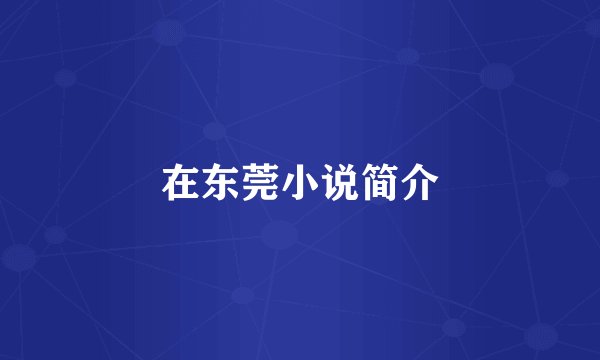 在东莞小说简介