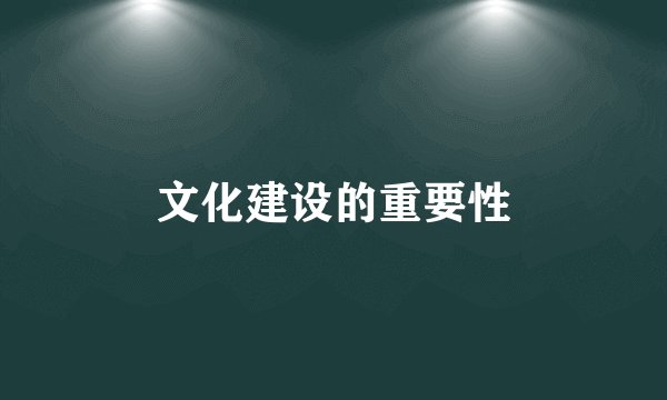 文化建设的重要性