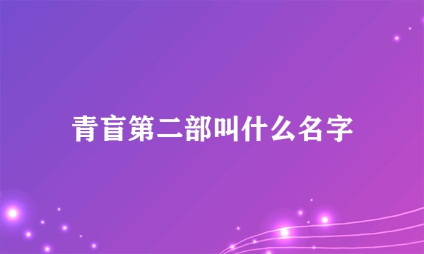 青盲第二部叫什么名字