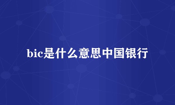 bic是什么意思中国银行