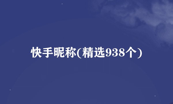 快手昵称(精选938个)
