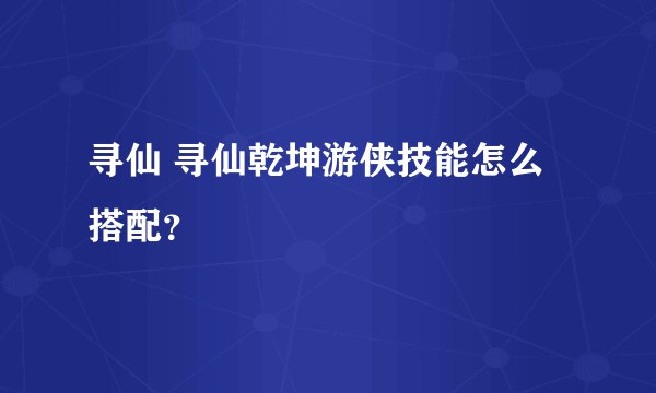 寻仙 寻仙乾坤游侠技能怎么搭配？