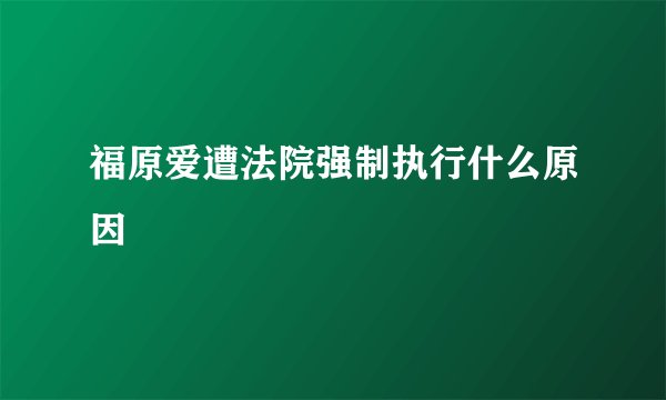 福原爱遭法院强制执行什么原因