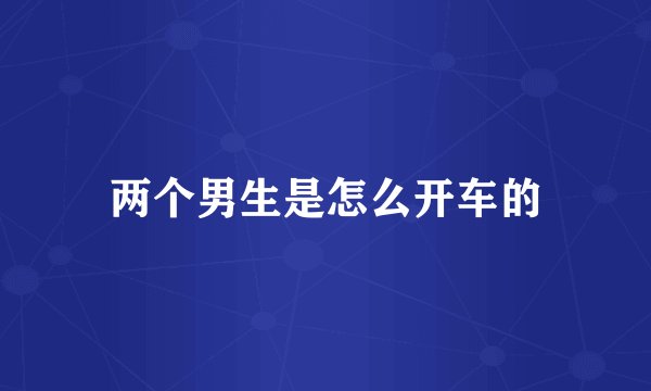 两个男生是怎么开车的
